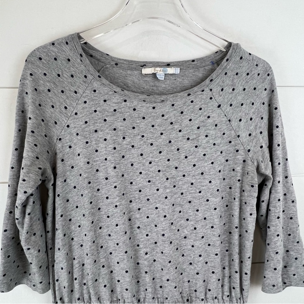 BODEN Size 6 Peggy Drawstring Knit Polka Dot Dress Gray‎ Fleece - Picture 4 of 10